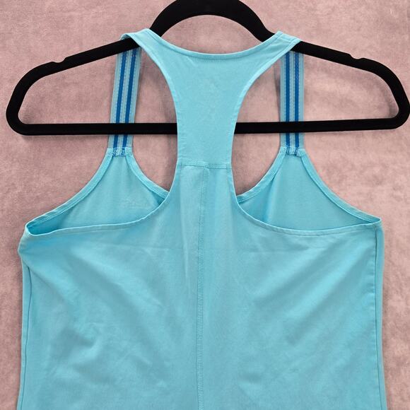 Adidas Blue Racerback Active Stripe Athletic Sports Tank Top Small - Picture 4 of 7